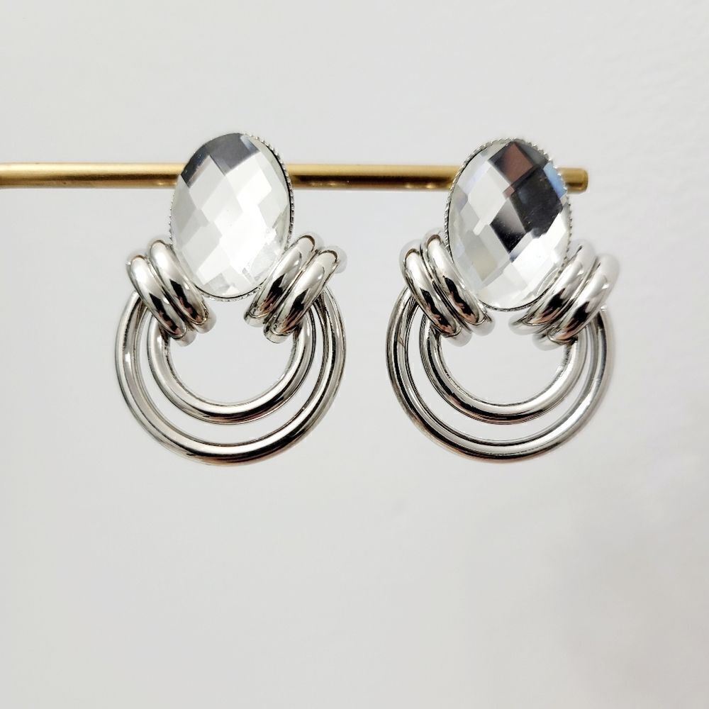 2/$20 Brand New Silver With Clear Stone Fashion Earrings